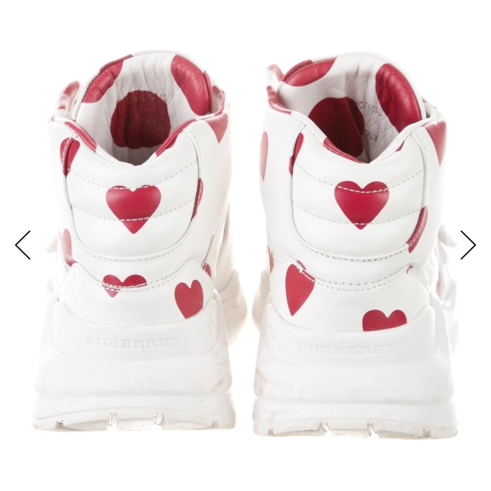 Burberry White and Red Heart Sneakers - Picture 4 of 5